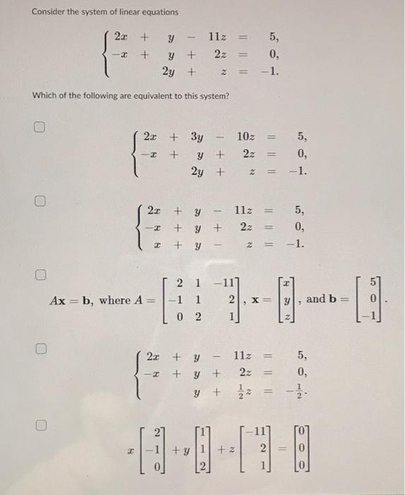 Solved Consider the system of linear equations | Chegg.com