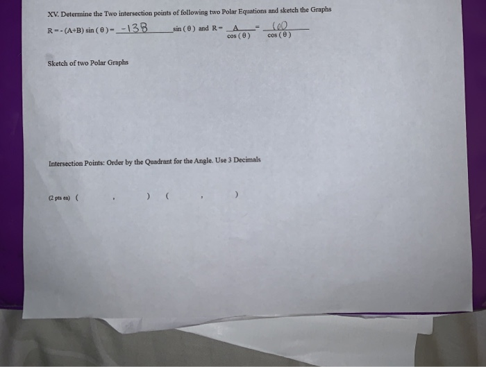 how to find the intersection of two polar equations