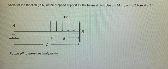 Solved Solve for the reaction (in N) of the propped support | Chegg.com