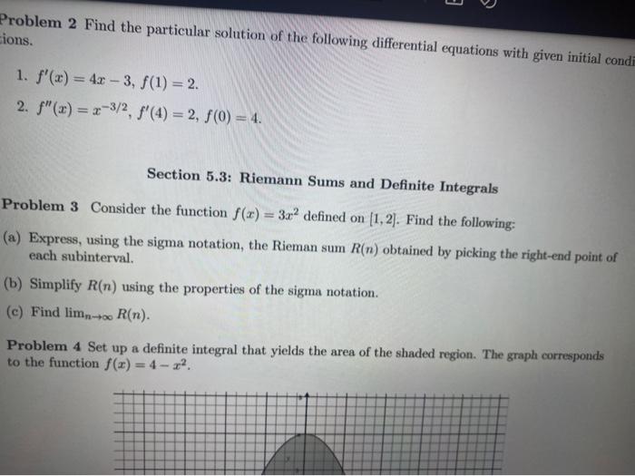 Solved Problem 2 Find the particular solution of the | Chegg.com