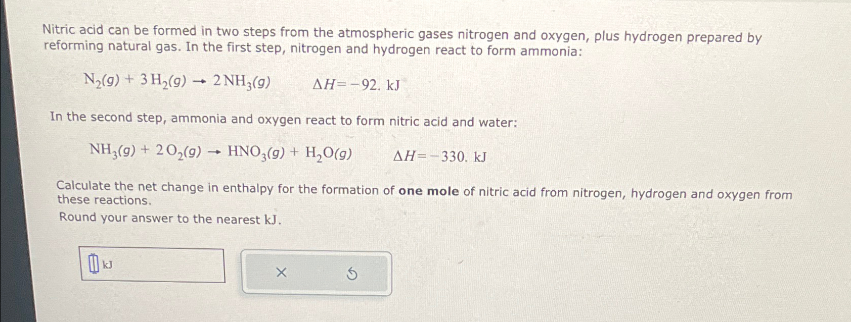 Solved Nitric acid can be formed in two steps from the | Chegg.com