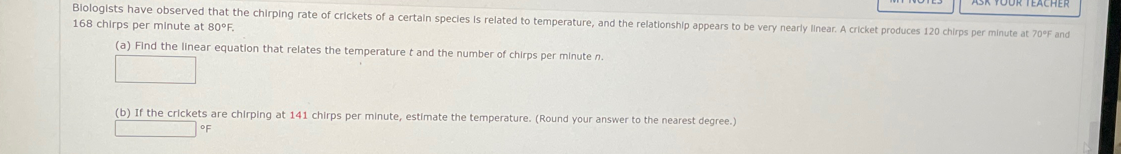 Solved Biologists have observed that the chirping rate of | Chegg.com