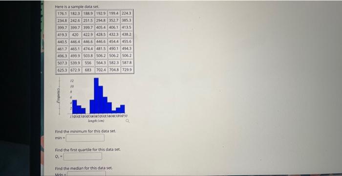 Solved Find the minimum for this data set min = Find the | Chegg.com