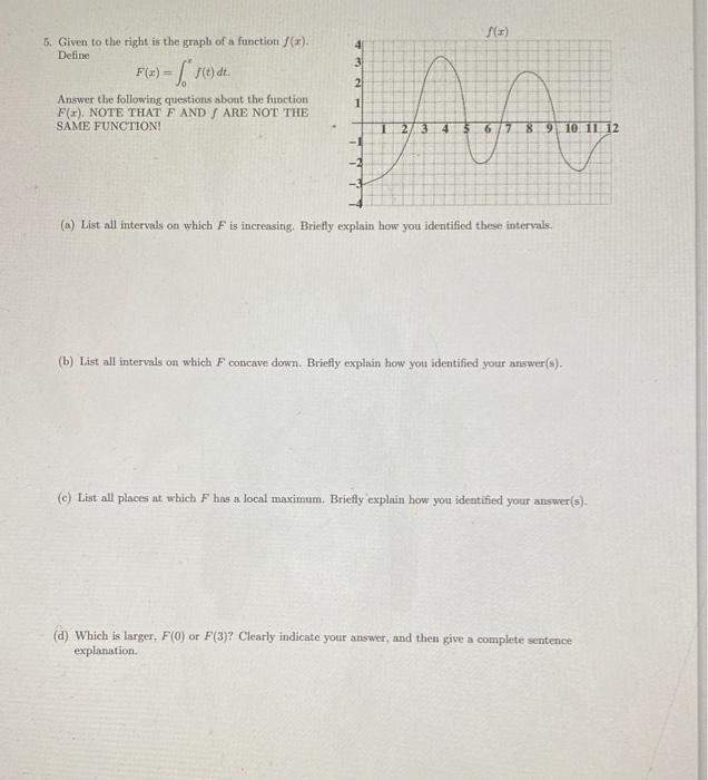 Solved 5. Given to the right is the graph of a function | Chegg.com