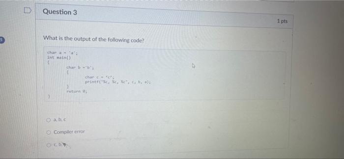 Solved Please view the following code: which variable is a | Chegg.com