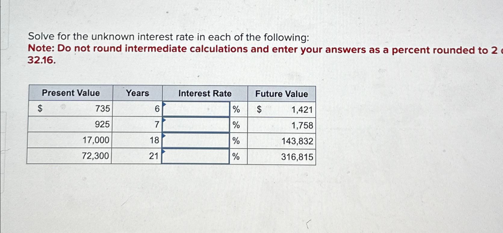 Solved Solve for the unknown interest rate in each of the | Chegg.com