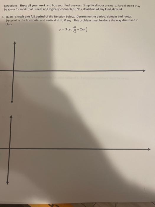 Solved Directions Show all your work and box your final