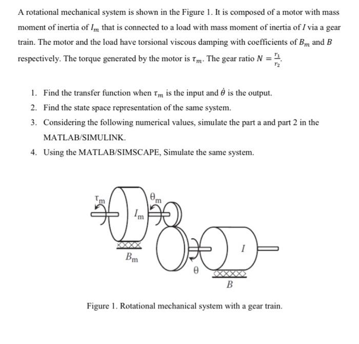 Solved A rotational mechanical system is shown in the Figure | Chegg.com