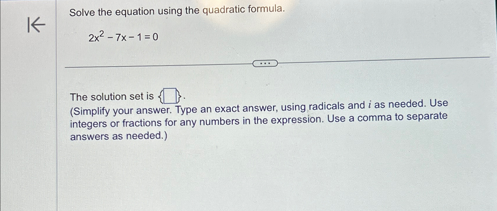 Solved Solve the equation using the quadratic | Chegg.com