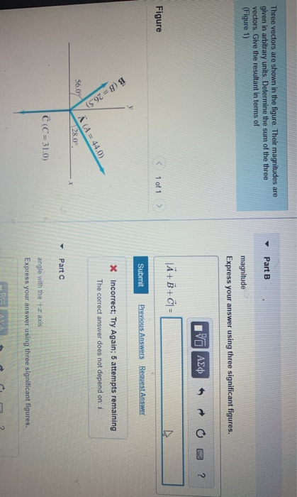 Solved Three vectors are shown in the figure. Their | Chegg.com