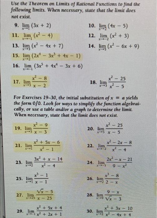 Solved Use The Theorem On Limits Of Rational Functions To