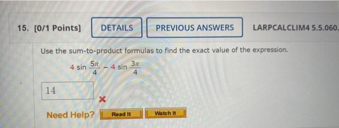 Solved Use The Sum-to-product Formulas To Find The Exact | Chegg.com