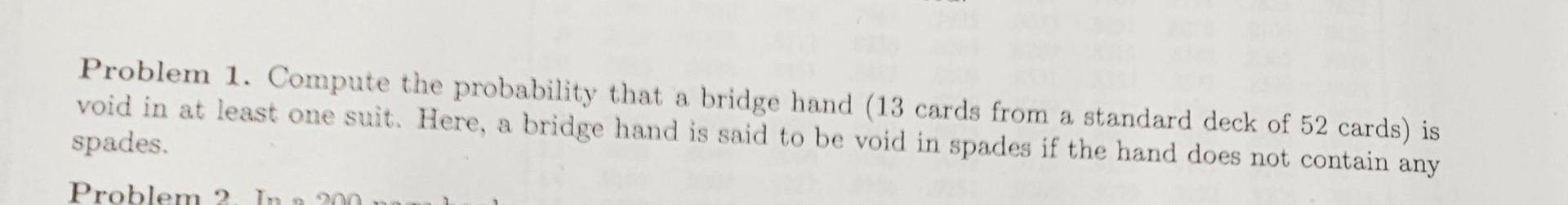 Solved Problem 1. Compute the probability that a bridge hand | Chegg.com