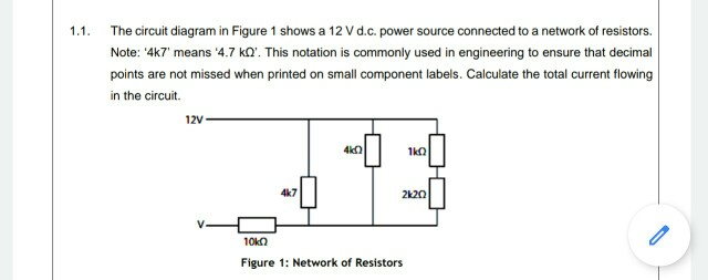 Solved 1.1. The circuit diagram in Figure 1 shows a 12 V | Chegg.com