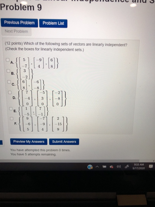 Solved Problem 9 Previous Problem Problem List Next Problem | Chegg.com