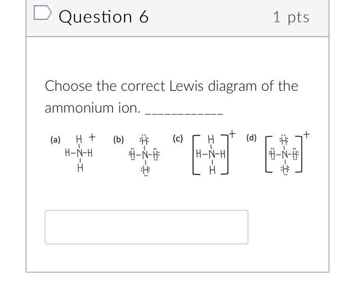 Choose the correct Lewis diagram of the ammonium ion.
(a)