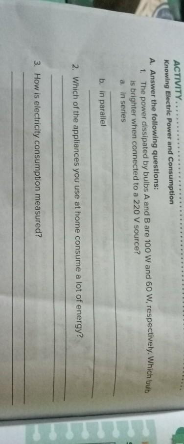 Solved Activity Knowing Electric Power And Consumption Chegg Com