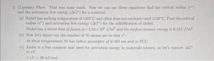 Solved 2. (2 points) Phew. That was some math. Now we can | Chegg.com