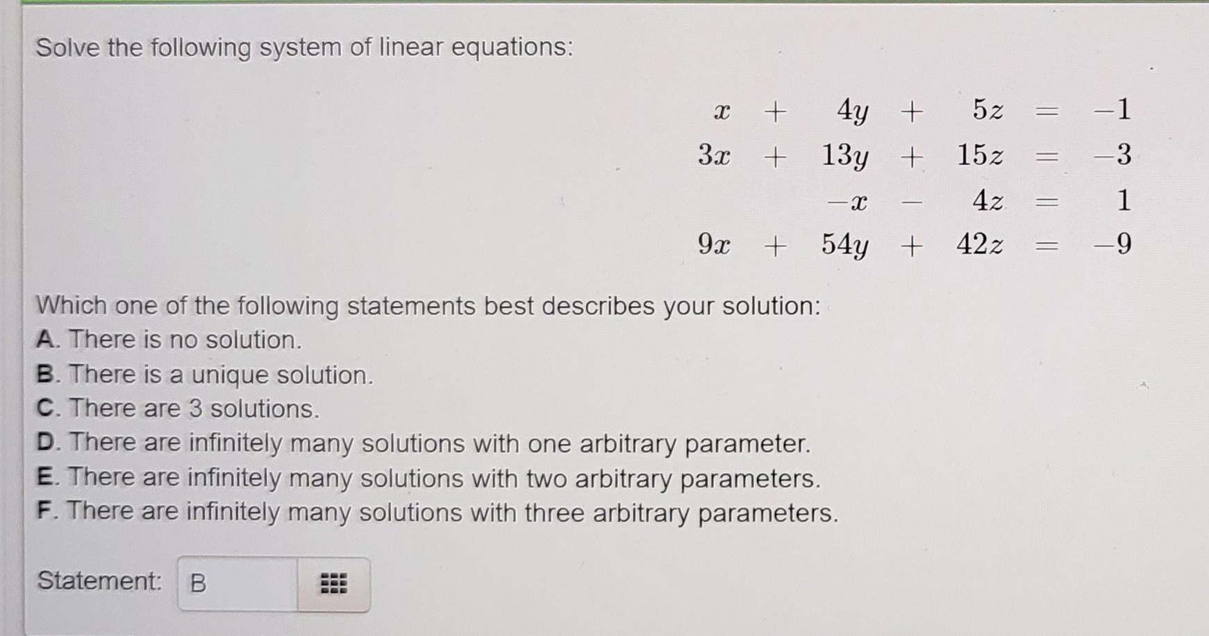 Solved solve the system of linear equations for w, x, y, z | Chegg.com