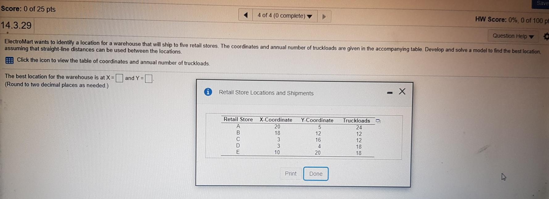 Solved Save Score: 0 of 25 pts 4 of 4 (0 complete) HW Score: | Chegg.com