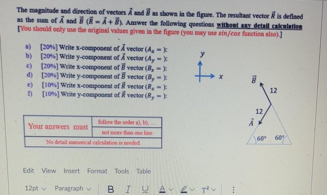 Solved The Magnitude And Direction Of Vectors A And B As | Chegg.com