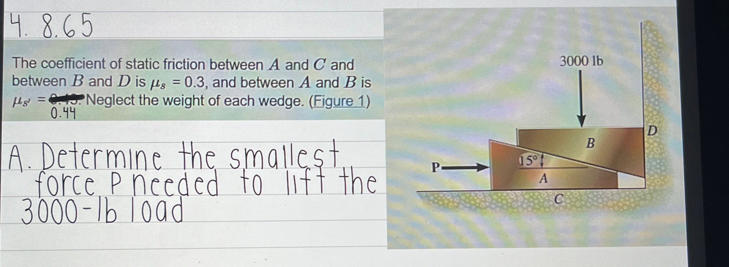 Solved 8.65The coefficient of static friction between A and | Chegg.com