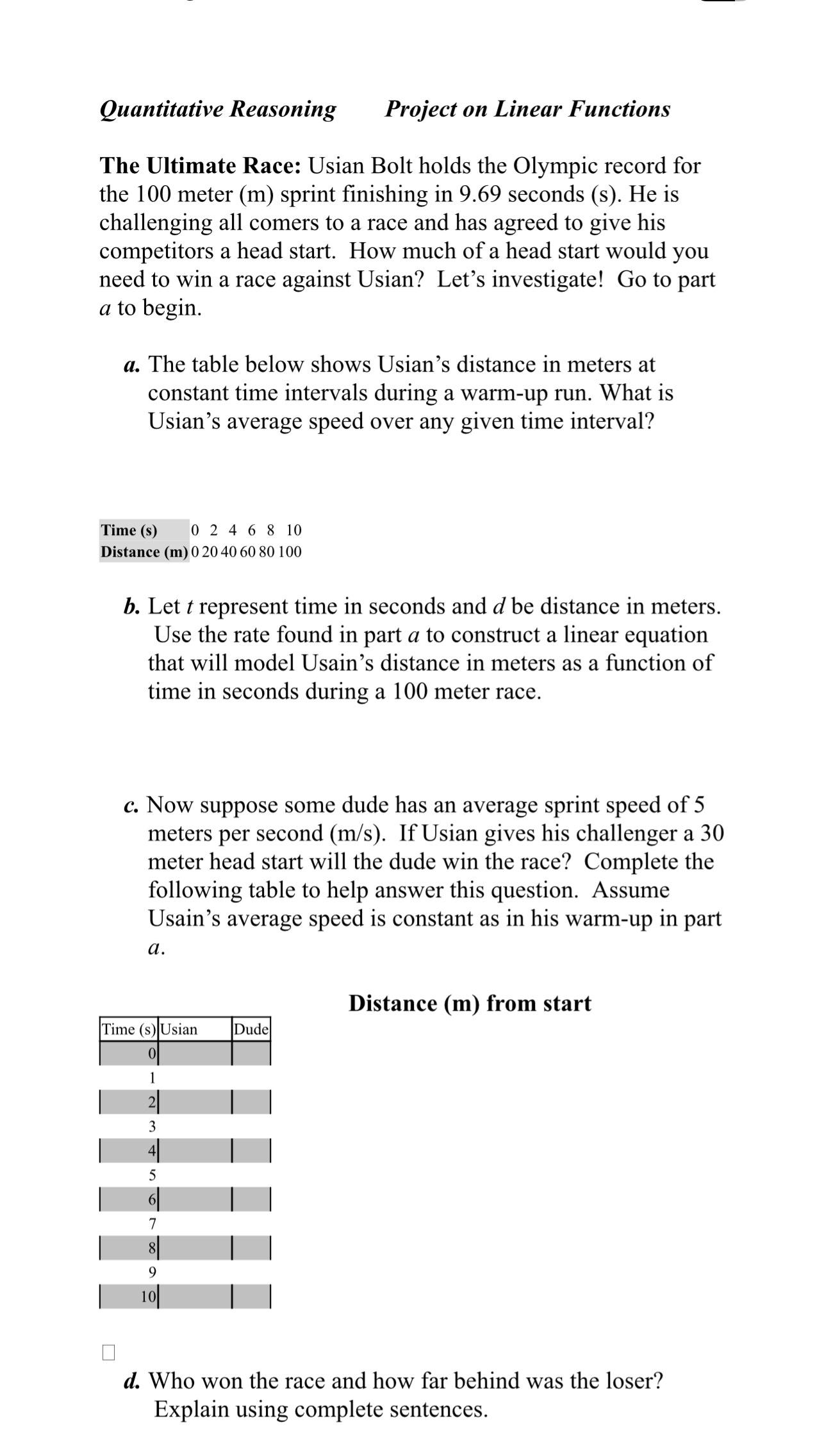Solved How to solveQuantitative ReasoningProject on Linear | Chegg.com