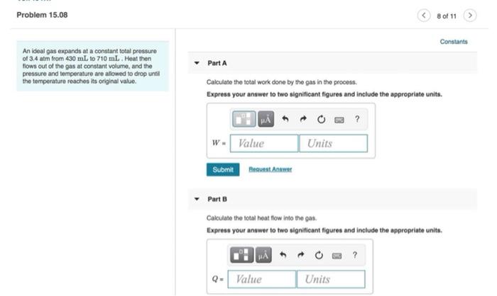 Solved a) Calculate the total work done by the gas in the | Chegg.com