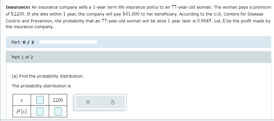 Solved Insurance: An insurance company sells a 1 -year term | Chegg.com