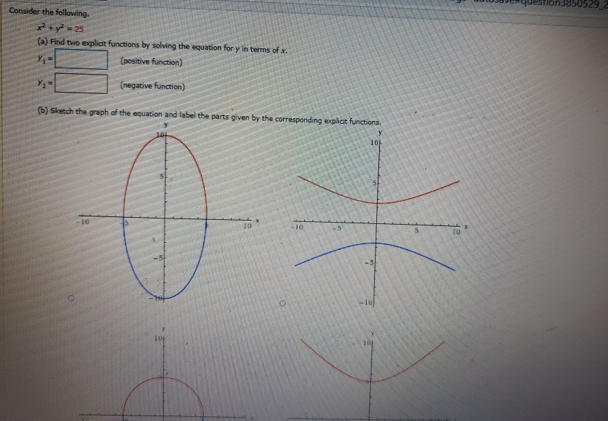 Solved 850529_4 Consider the following. x2 + y2 = 25 (a) | Chegg.com