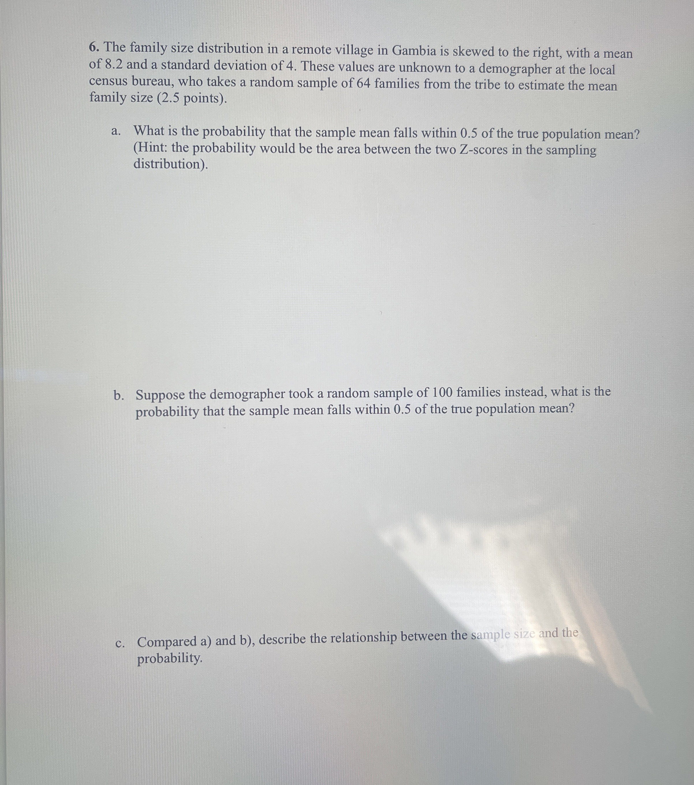 Solved The family size distribution in a remote village in