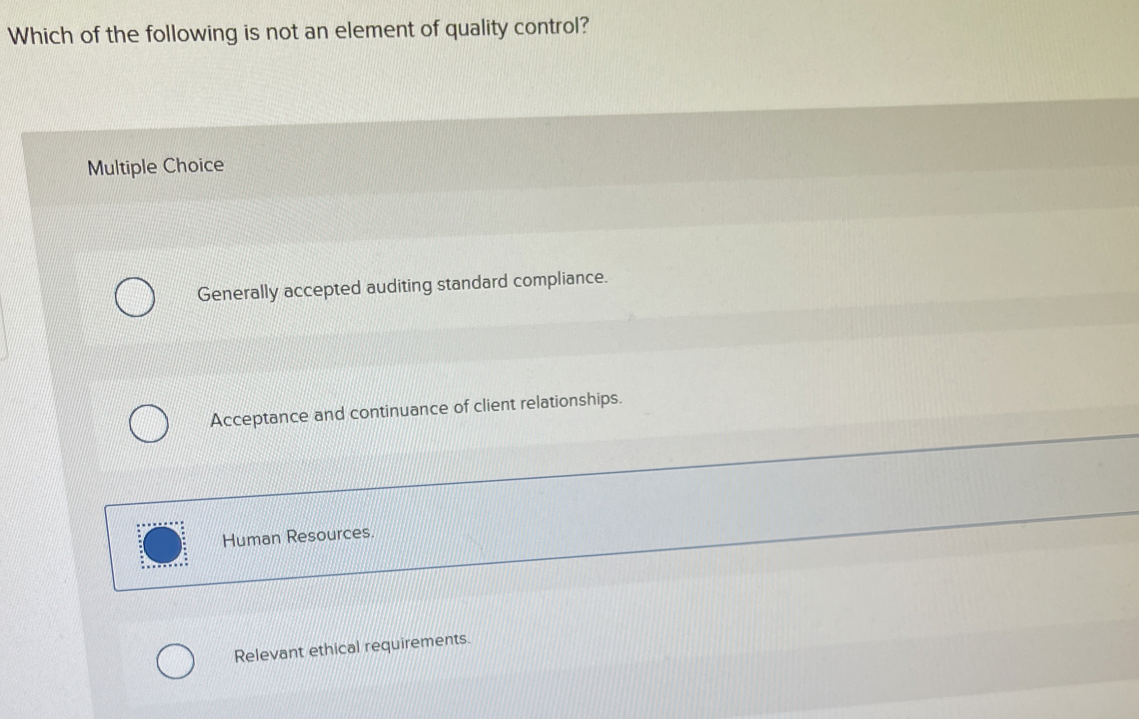 Solved Which of the following is not an element of quality | Chegg.com