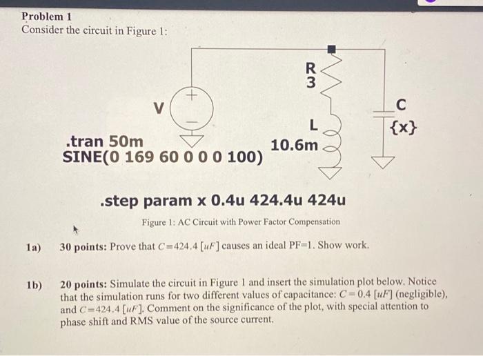 Solved Problem 1 Consider The Circuit In Figure 1: .step | Chegg.com