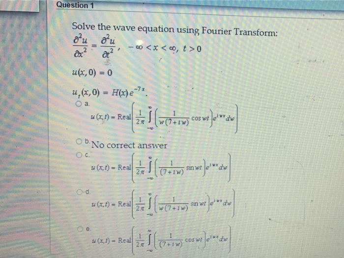 Solved Question 1 Solve the wave equation using Fourier | Chegg.com