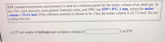 Solved STP (standard temperature and pressure) is used as a | Chegg.com