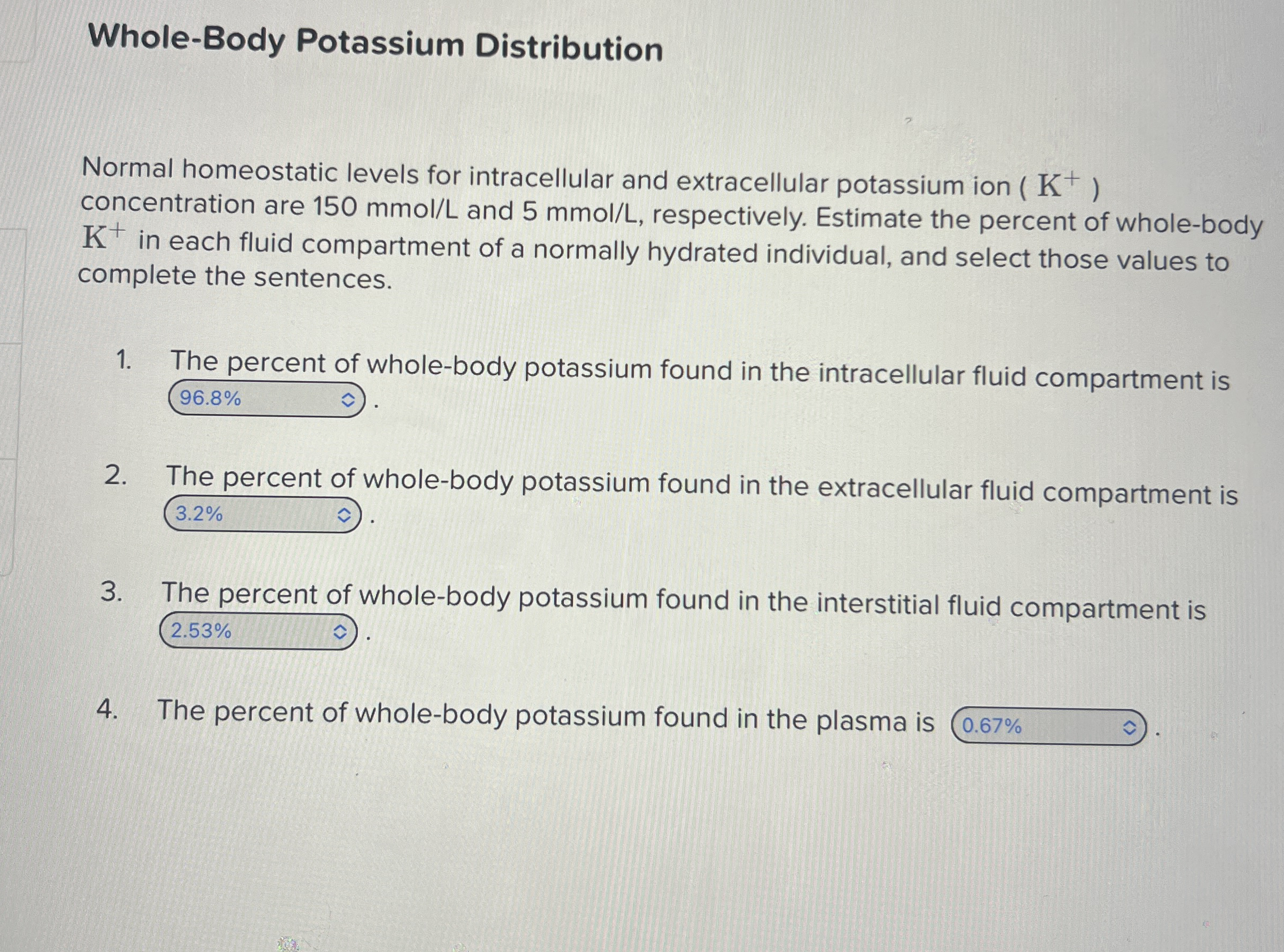 Whole-Body Potassium DistributionNormal homeostatic | Chegg.com