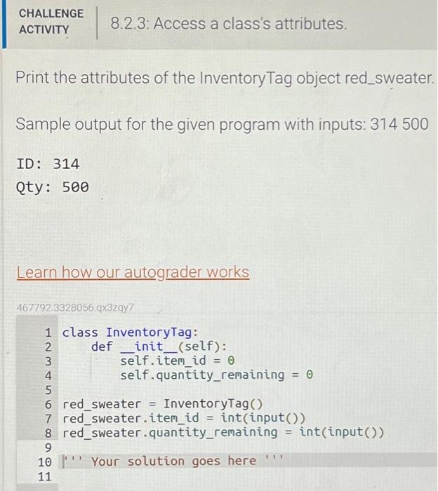 Solved CHALLENGE ACTIVITY Print the attributes of the | Chegg.com