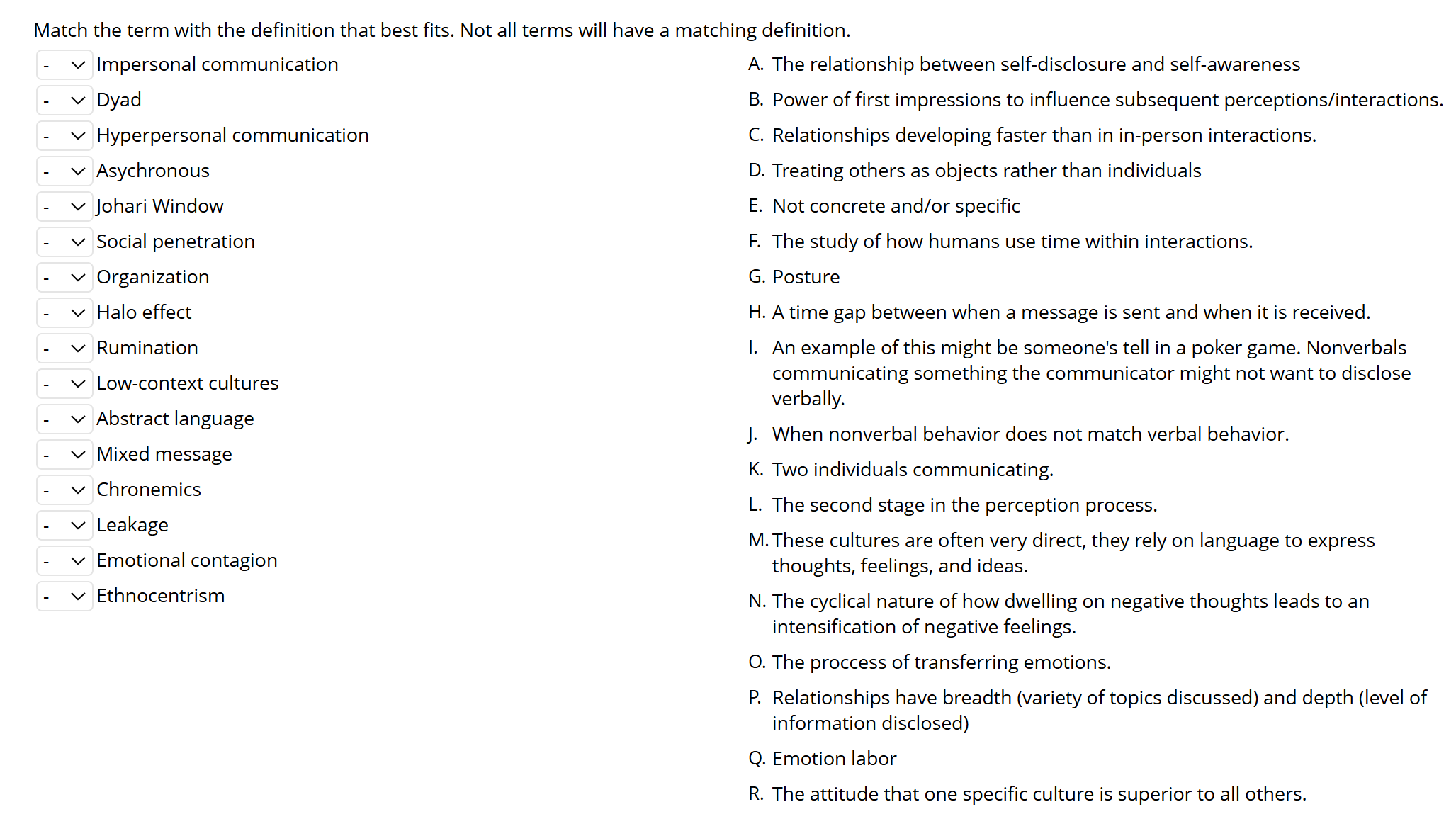 Match the term with the definition that best fits. | Chegg.com