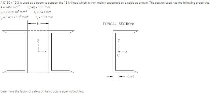 Solved A C150 X 19.3 Is Used As A Boom To Support The 15 Kn 