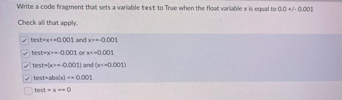 Solved Write a code fragment that sets a variable test to | Chegg.com