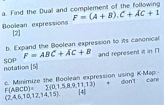 Self-Dual Functions, Dual Of Boolean Expression