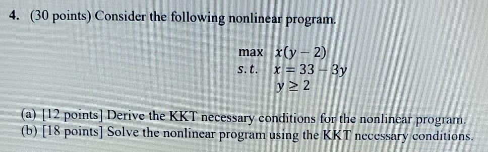 Solved 4. (30 points) Consider the following nonlinear | Chegg.com