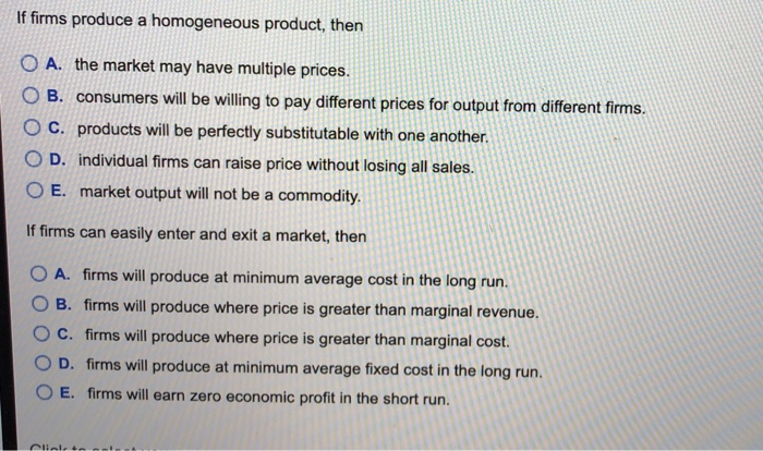 Solved What Assumptions Are Necessary For A Market To Be Chegg