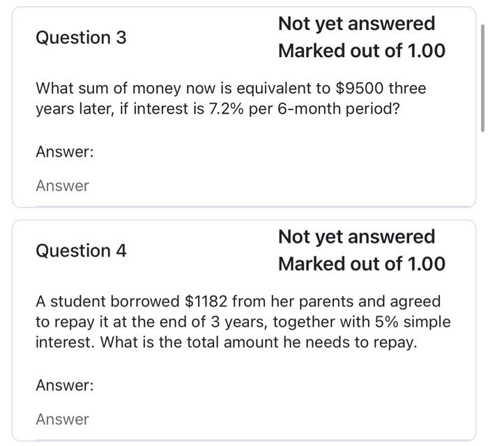 Solved What sum of money now is equivalent to $9500 three | Chegg.com