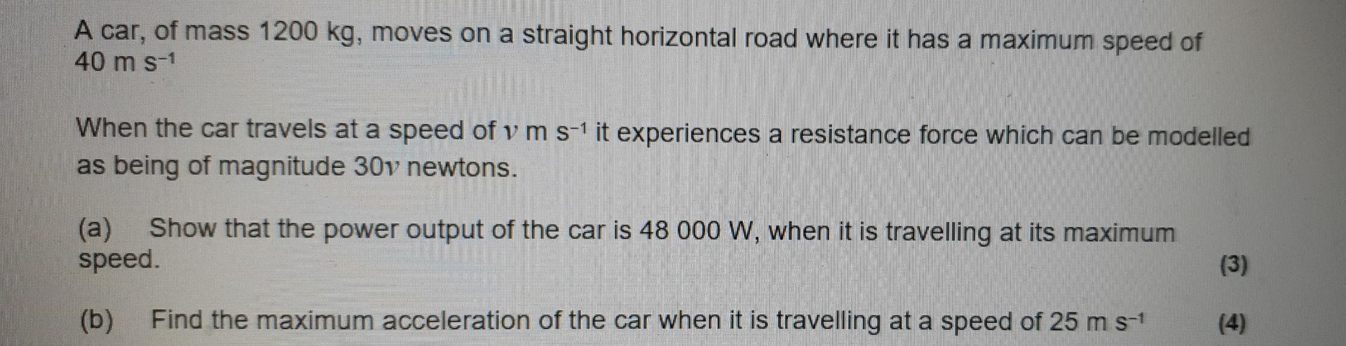 Solved A car, of mass 1200 kg, moves on a straight | Chegg.com