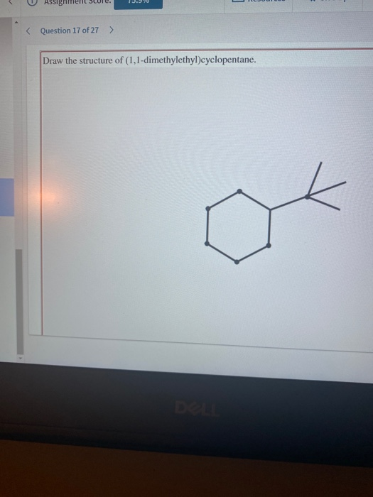 draw the structure of 1 1 dimethylethyl cyclopentane