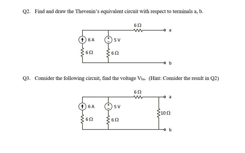 Solved Q2. ﻿Find and draw the Thevenin's equivalent circuit | Chegg.com
