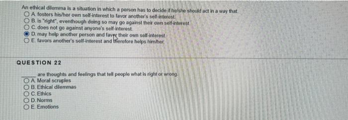 Solved An ethical dilemma is a situation in which a person | Chegg.com