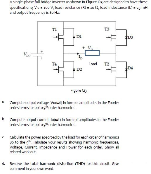 Solved A Single-phase Full Bridge Inverter As Shown In | Chegg.com