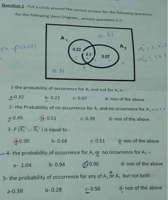 Solved Question 1: Put A Circle Around The Correct Answer | Chegg.com